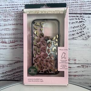 Kate Spade iPhone 13 Pro Phone cover Case Clear Gold Leopard Print New with box